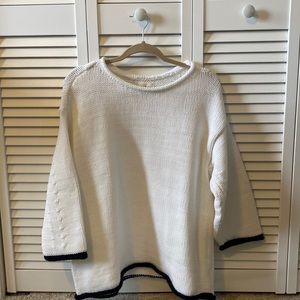 Lou & Grey white with navy trim cotton sweater- never worn.